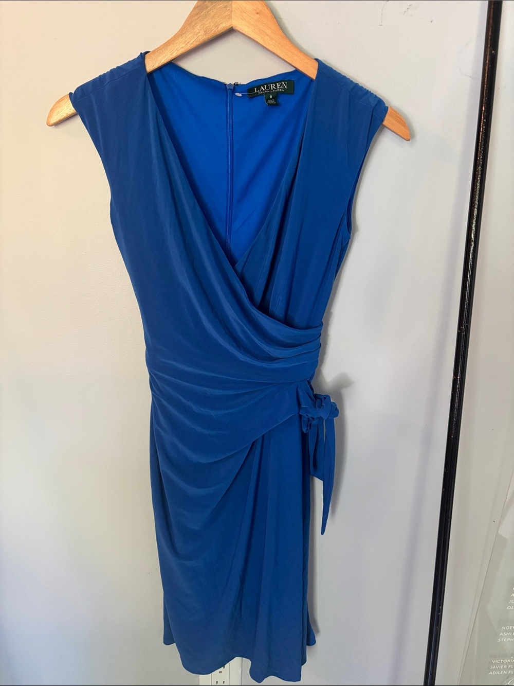 Lauren Ralph Lauren Royal Blue Faux-Wrap Midi Dress